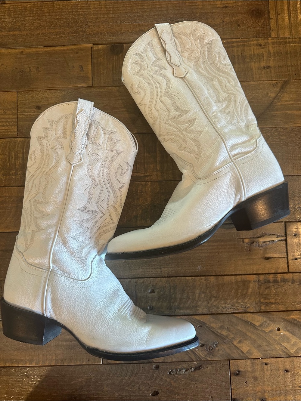 Shyanne Blanca White Leather Western Cowboy Boots Size 8